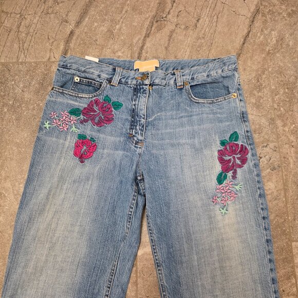 Rare MK Couture Italian Embroidered Jeans size 8 flowers hibiscus michael kors - Picture 3 of 12